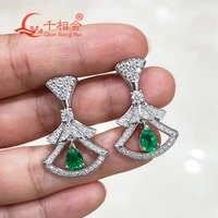 dancing stone dress 925 Silver pear 5*7  green earrings  Emerald stone  white Moissanite  drop earring Engagement Party Jewelry