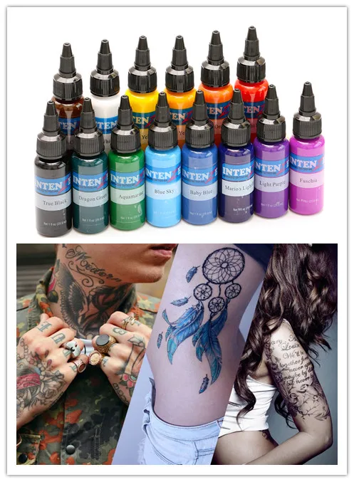 Набор чернил для татуажа 14 цветов 30 мл/бутылка Перманентный косметический