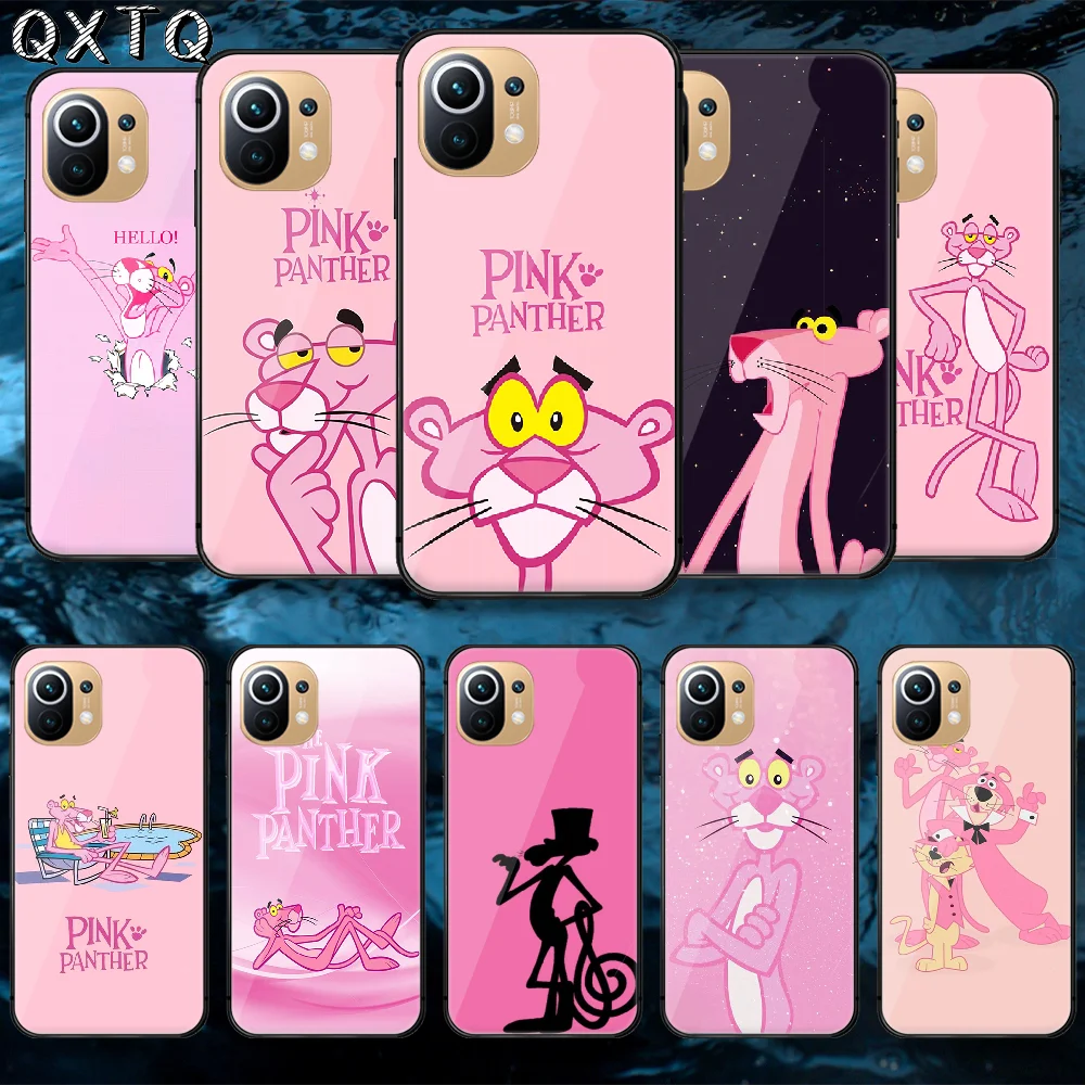 

Cartoon Korea Pink Panther Tempered Glass Phone Case Cover For Xiaomi Mi Poco F2 F3 X3 Nfc A3 8 9 10 11 T Pro Lite Ultra Soft