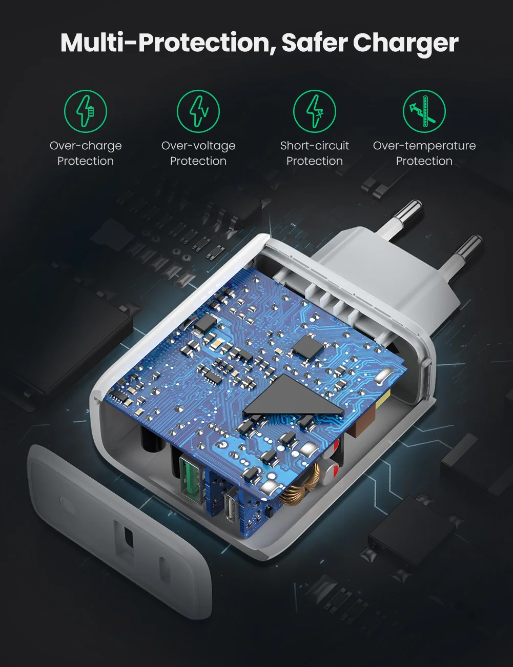 UGREEN PD36W USB зарядное устройство Quick Charge 4 0 3 типа C для iPhone 12 Xiaomi Samsung QC зарядного