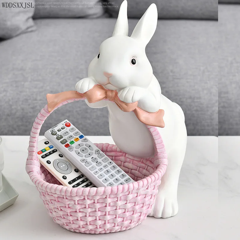 

WDDSXXJSL resin crafts rabbit storage lying basket decorations friends gifts home decoration living room desktop storage decor