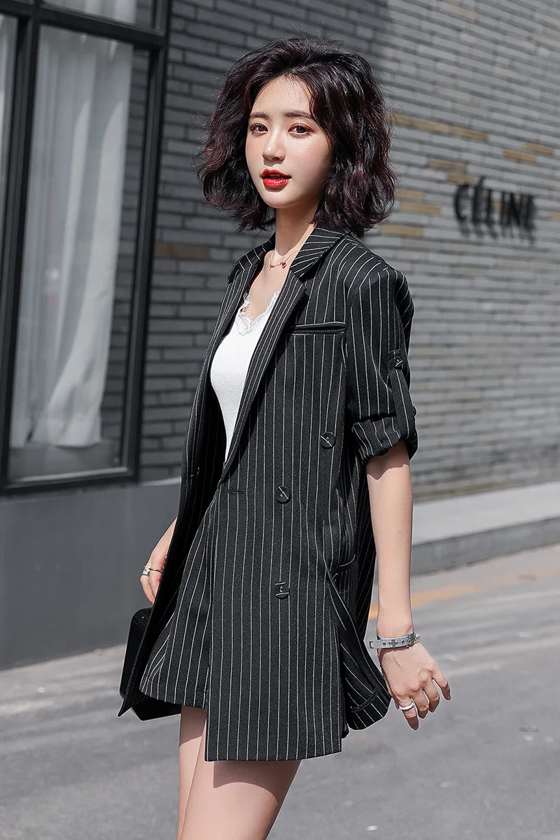 Женская одежда офисный костюм для дам женский новый длинный полосатый