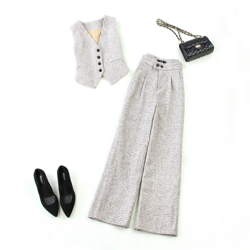 Новинка 2019 года сезон осень зима шерстяная одежда с узором в елочку большие