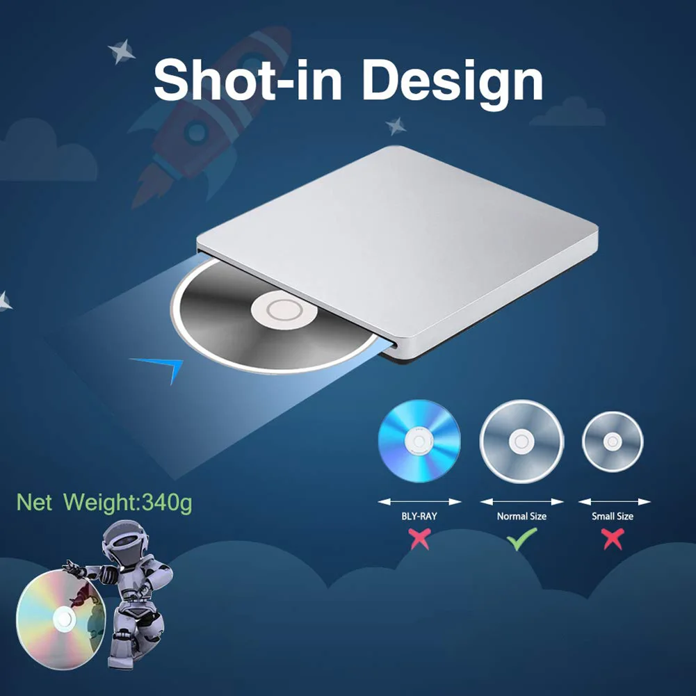 

Ultra-slim External DVD Drive USB 3.0 Disc Duplicator for Computer Laptop VH99