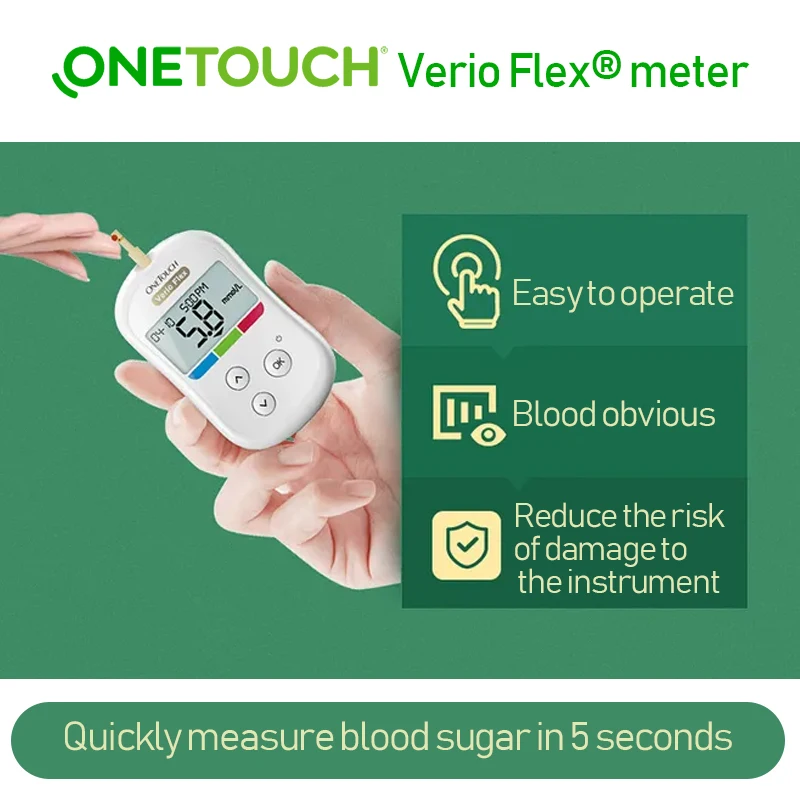 

OneTouch Verio Flex Blood Glucose Meter Glucometer and Test Strips Needles Sugar Monitor Diabetes Tester Home Medical Device