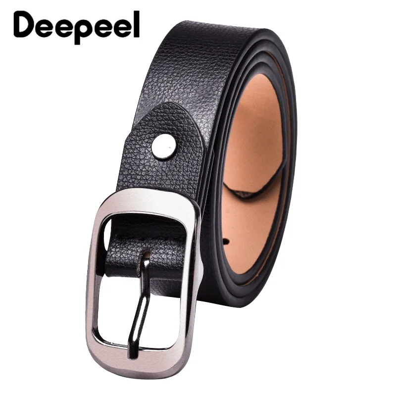 

Deepeel 2.8*105-130cm Unisex Leather Waist Belts Pin Buckle Belt for Lady Male Pants Jeans Fashion Embossed Leather Waistband