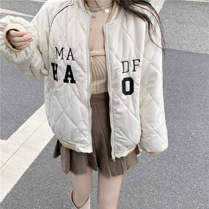 Куртка-бомбер женская парная хлопковое пальто на молнии модная уличная одежда с