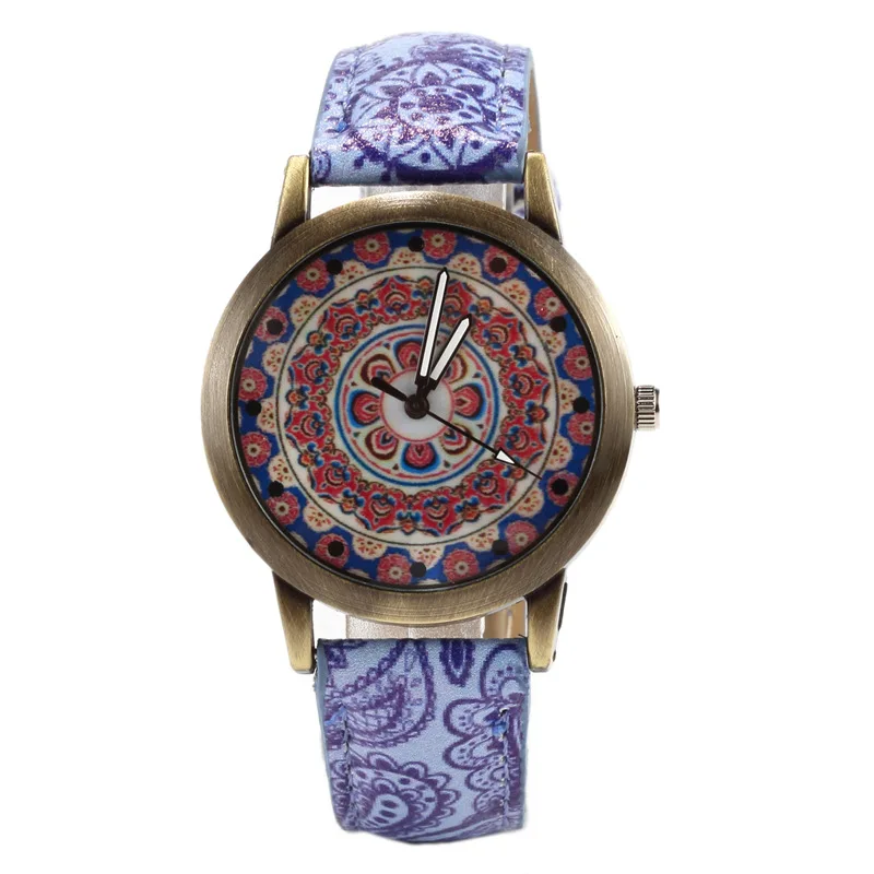 

Vintage Pattern Personality Print Belt Alloy Quartz Pointer Digital Men's and Women's Table