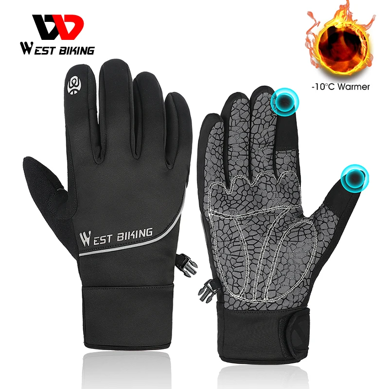 

WEST BIKING Winter Cycling Gloves Full Finger Touchscreen Men Women MTB Warm Winter Mittens Bike Riding Gloves Sports Protector