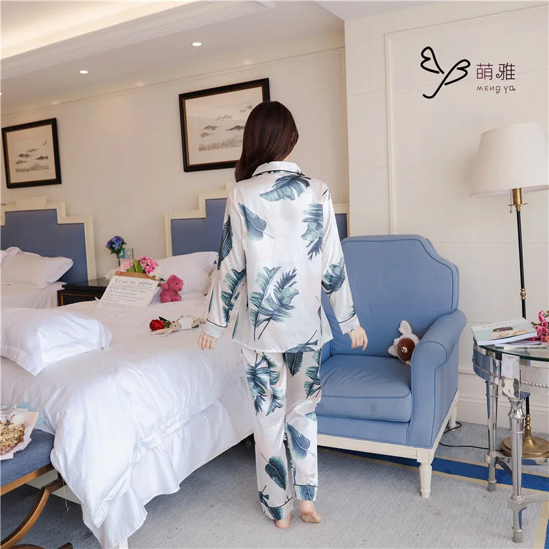 Женский Пижамный костюм из вискозы Кардиган с длинным рукавом двух предметов