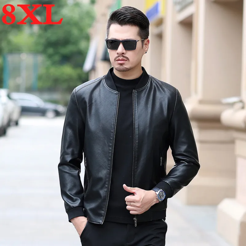 2019 Новинка 8XL 7XL плюс размер осень и зима Мужская кожаная куртка натуральная