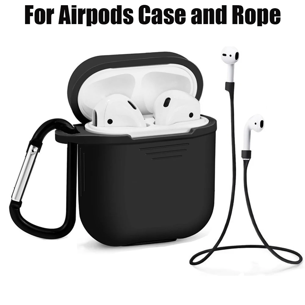 Soft Silicone Case For Apple Airpods Cases Protector Sleeve Ultra Thin Cover Shockproof Pouch Air Pods Earphone Anti Lost Strap |