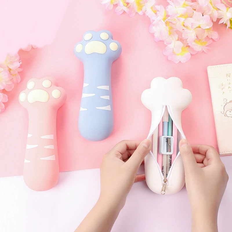 Мягкий силикагель kawaii кошачьи лапы узорчатый карандаш сумки милые канцелярские