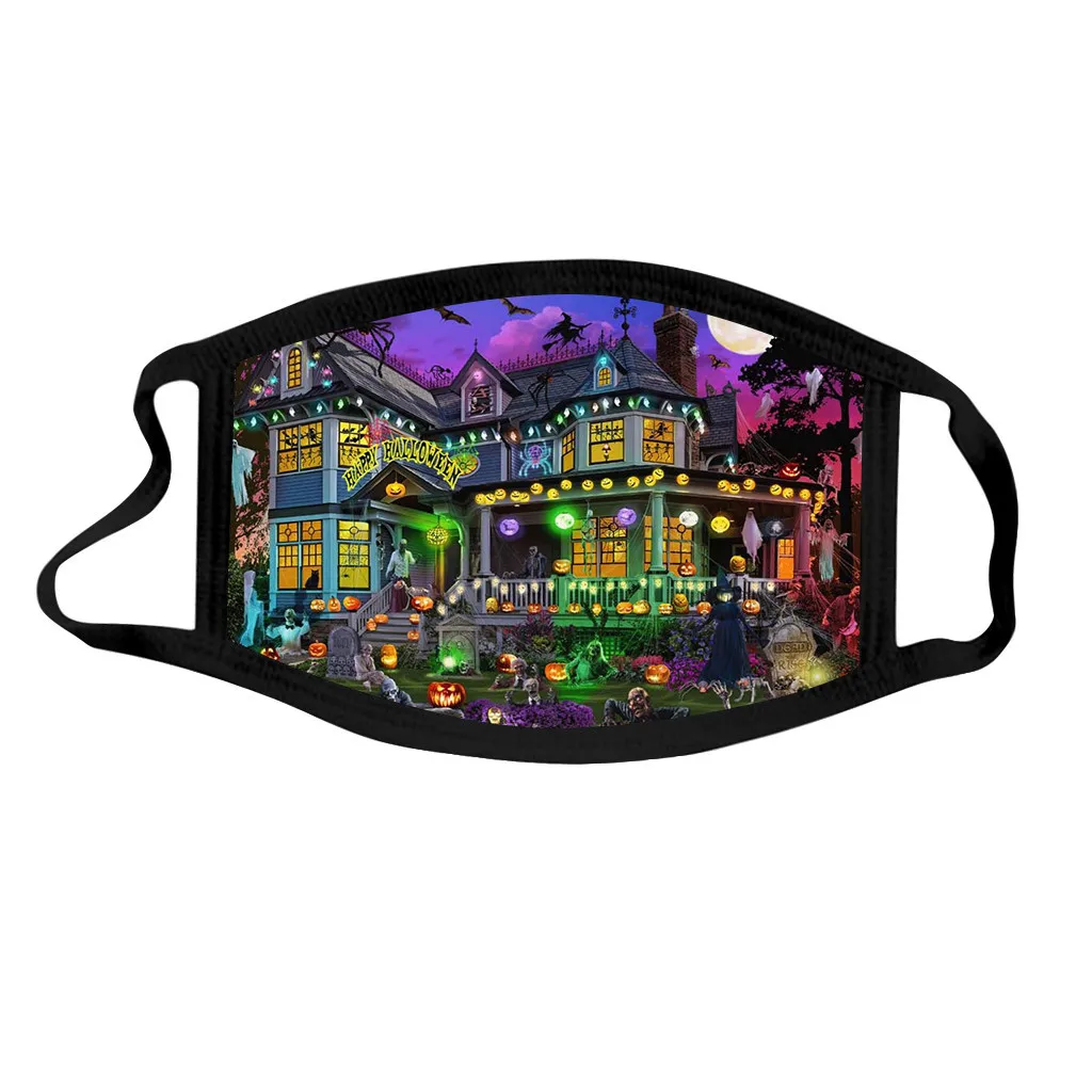 Children's Mouth Halloween Theme Print Party Mask Festival Dustproof Cotton for Protection Face Washable Earloop | Дом и сад