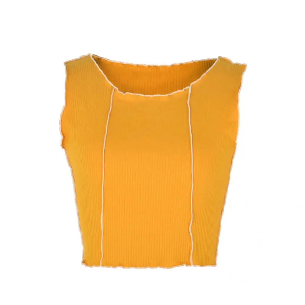 

Summer Stylish Contrast Color Patchwork Crop Top Women Camisole Patchwork for Daily Wear