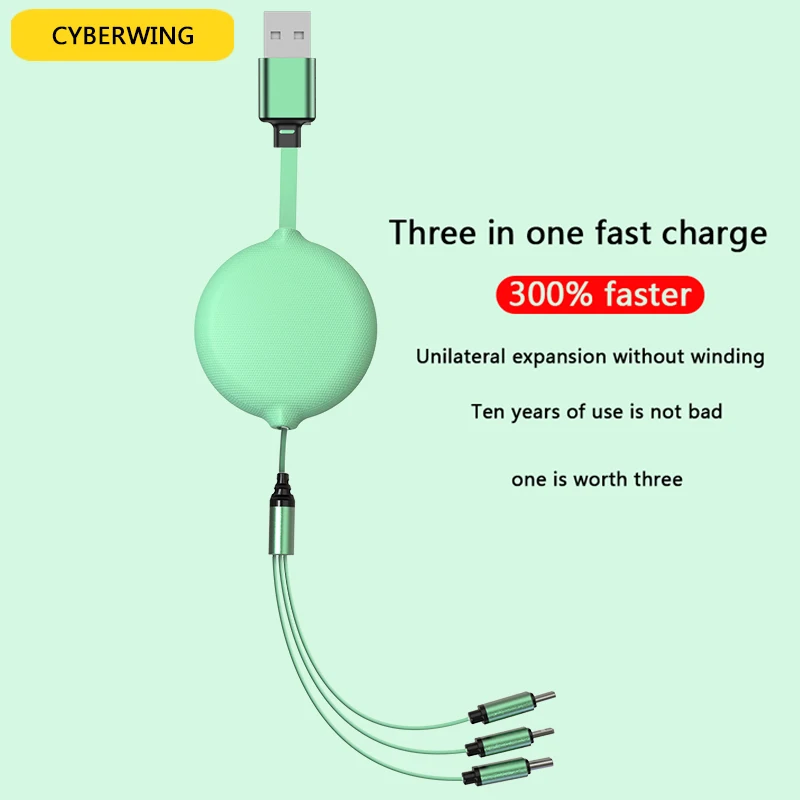 

Односторонний Выдвижной USB-кабель для быстрой зарядки, Тип C, для Android