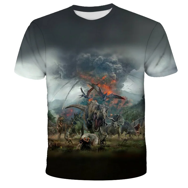 

Boys T-Shirt Fashion Leisure 3D Printing Jurassic Park Dinosaur T-Shirt Youth Hip Hop Popular T-Shirt Summer Wear