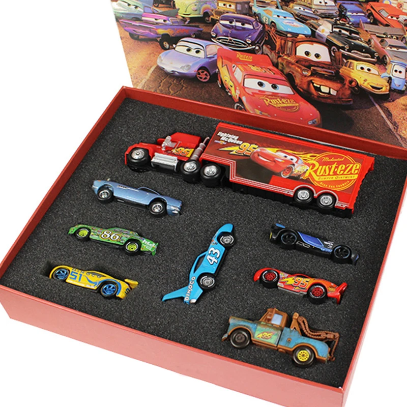 

8/10pcs Disney Pixar Cars 2 3 Beautiful Gift Box Lightning McQueen Exquisite Tote Toy Set Present Toys For ChildrenDay for kids