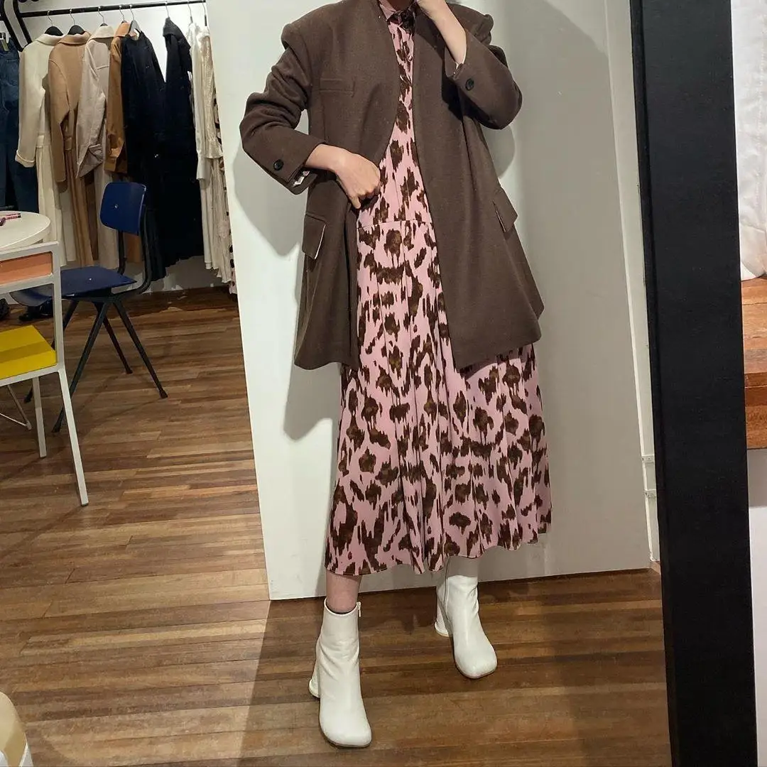 

ZITY French Vintage Shirt Print Dress 2020 Women Loose Long Sleeve Party Elegant Dress