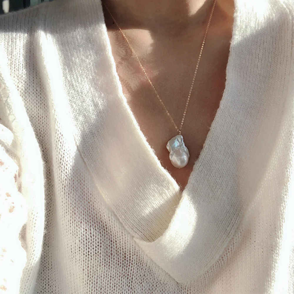

2019 Delicate Simple Baroque Pearl Pendant Necklace Genuine Pearl & Imitation Pearl Necklace Fashion Workwear Jewelry Accessory
