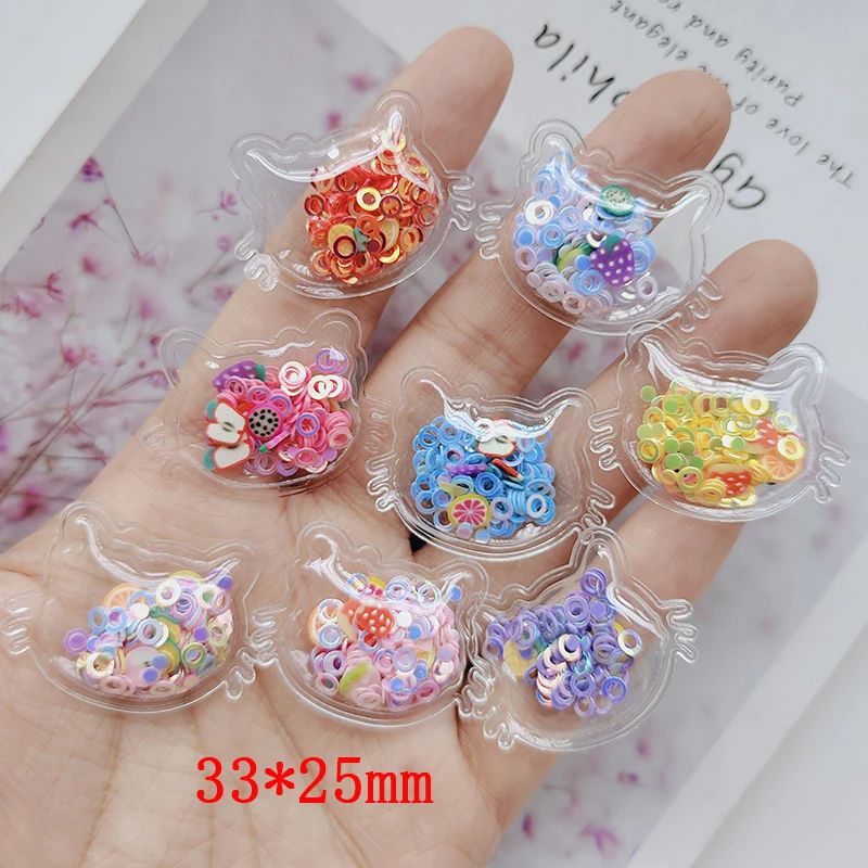 

30pcs Quicksand Cat Transparent PVC with Glitter Appliques for DIY Children Clip Accessories