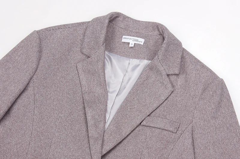 

[DEAT] new spring fashion women blazer gray notched collar single breasted pocket wide loose top tide belt tide WR06902l