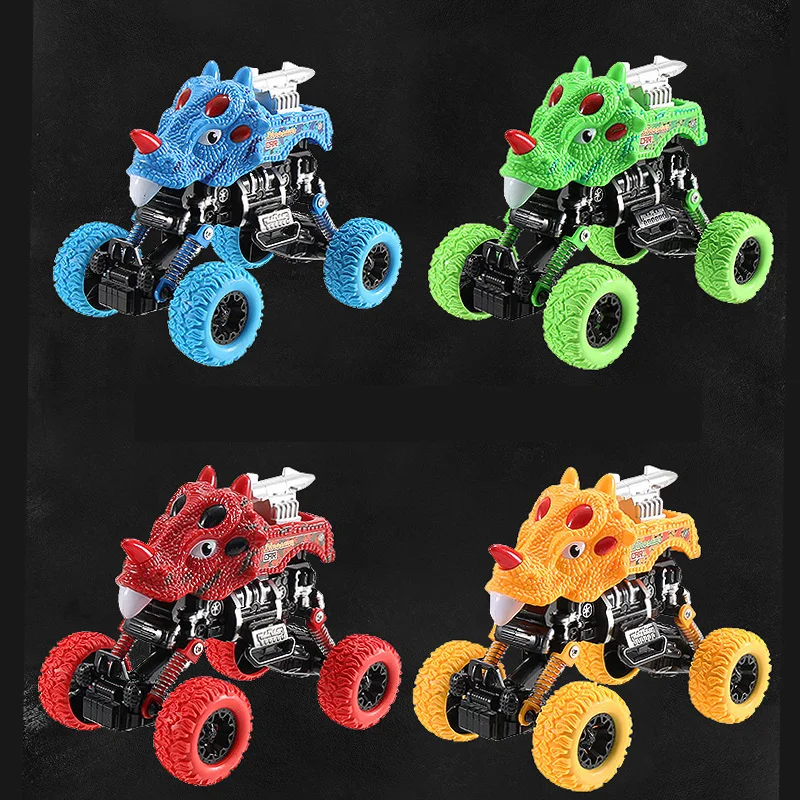 

Children's Toy Car Bigfoot Dinosaur Pull Back Big Inertia Off-road Vehicle 4WD Triceratops Tyrannosaurus Animal Model For Boy