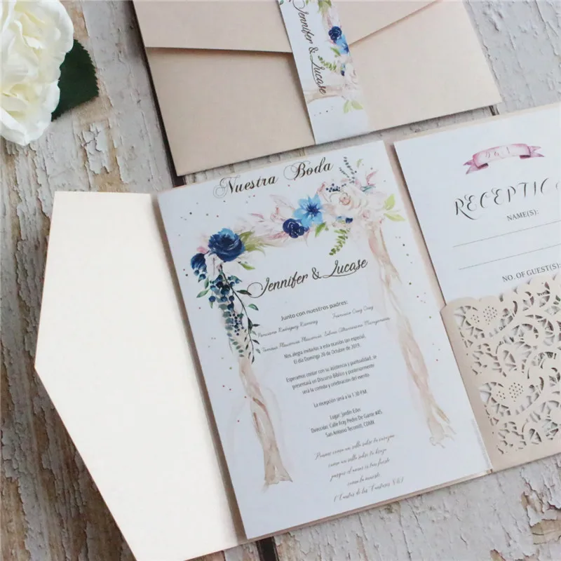 Современные свадебные пригласительные открытки лазерной резки