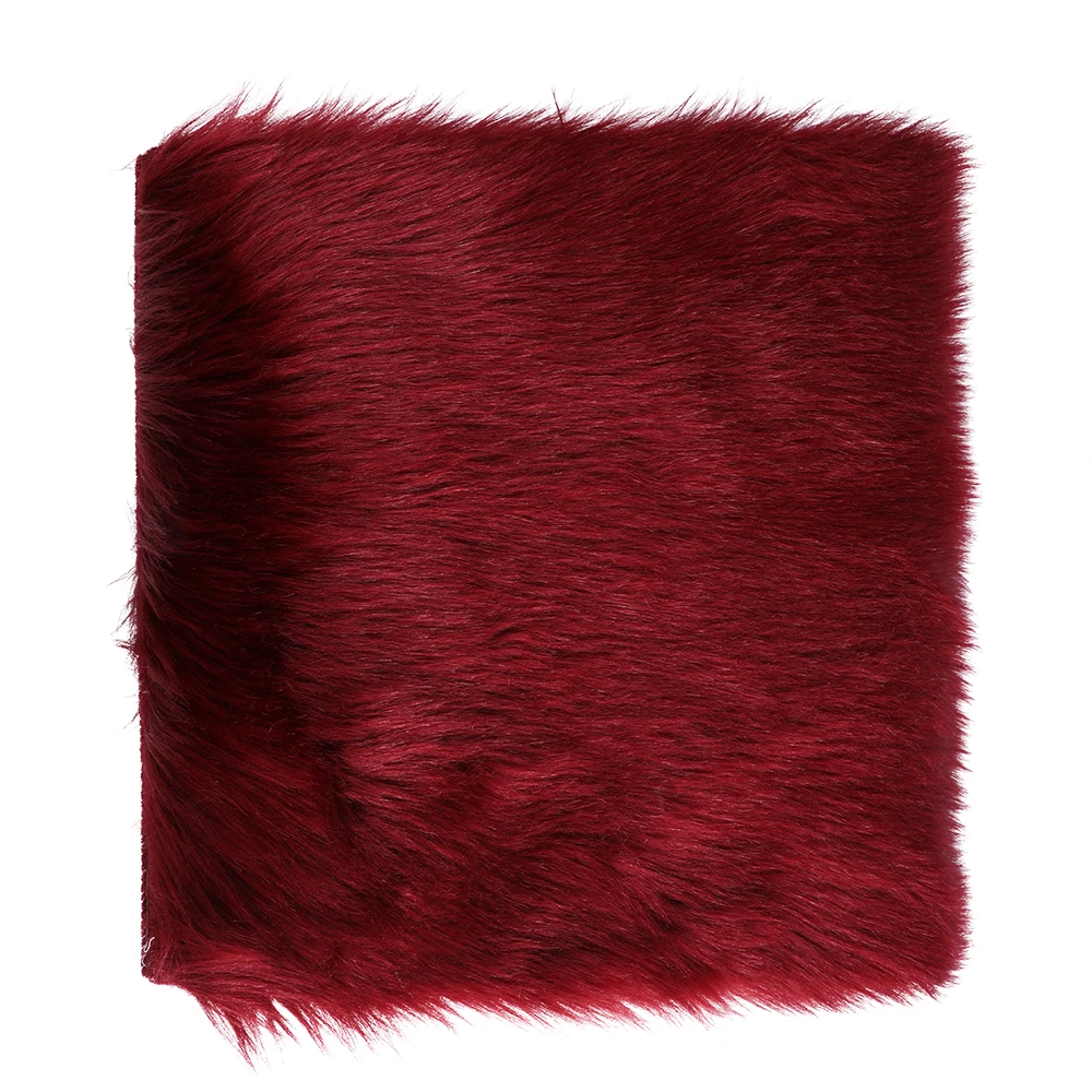 Wine red 30x30cm Чехол для стула из искусственной овчины, разноцветная теплая шерстяная ковровая подушка для сиденья, длинная кожа, мех, простые пушистые коврики, моющиеся - Цвет: Wine red 30x30cm