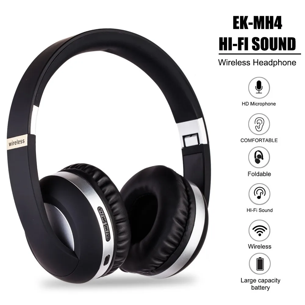 

MH4 Head-Mounted BT5.0 Wireless Headset With Microphone HiFi Stereo Sound Foldable Headphone Button Operation FM Function