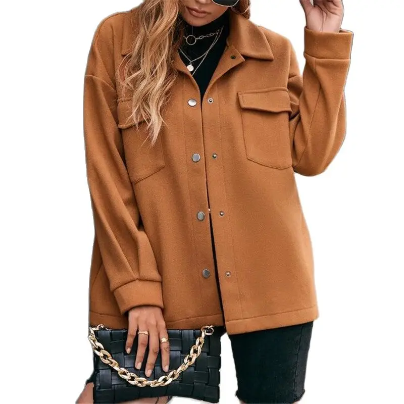 

New Women Solid Color Jacket Europe And America Button Coat Casual Spring Autumn Clothes For Girls Drop Shipping