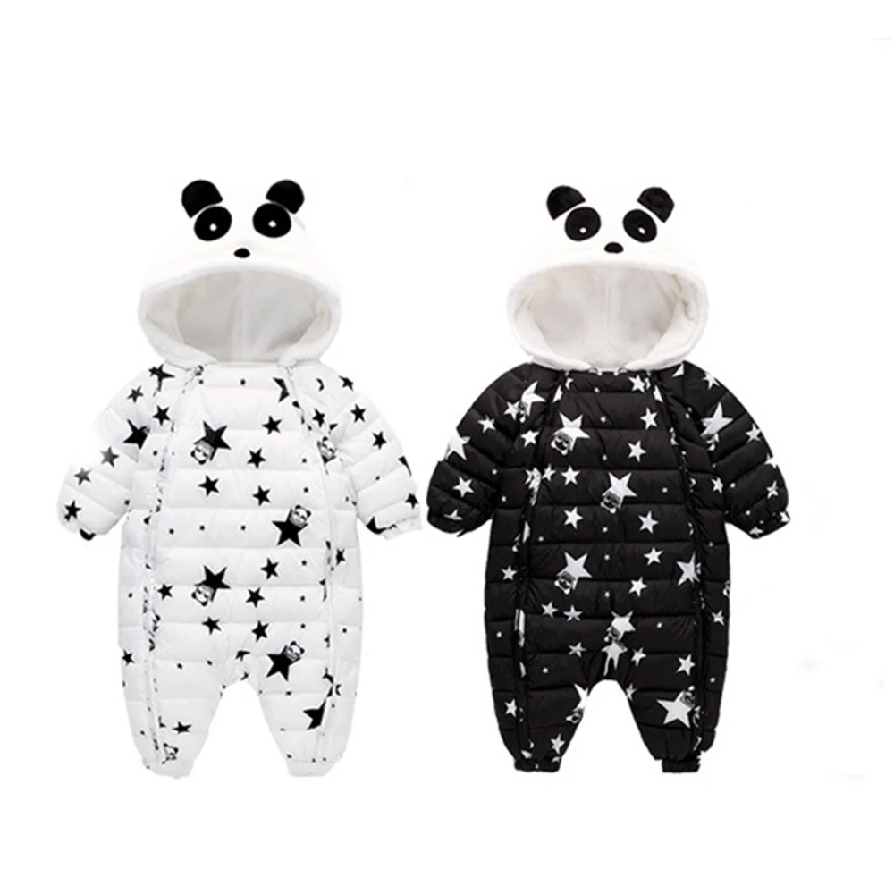 LILIGIRL/зимние комбинезоны для маленьких мальчиков и девочек одежда принт панды со