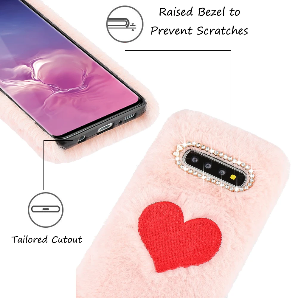 LCHULLE милый теплый пушистый чехол для samsung S7 край S8 S9 S10 плюс S10e любящее сердце