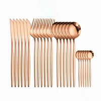 stainless steel cutlery set 24 pieces tableware rose gold dinnerware set forks knives spoons complete dinner set dropshipping