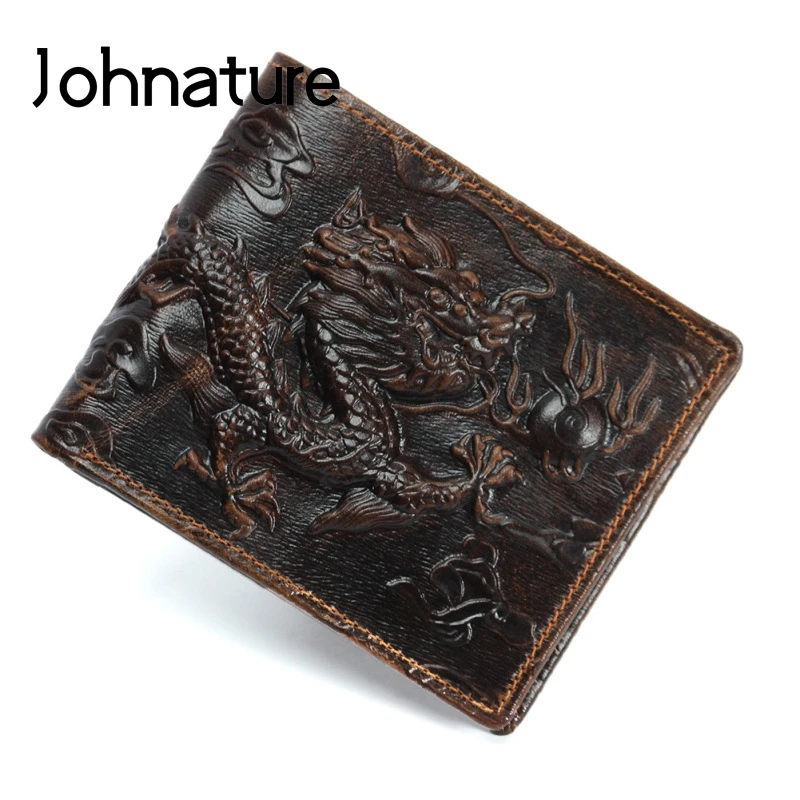 Мужские короткие кошельки и бумажники Johnature из натуральной кожи с животным
