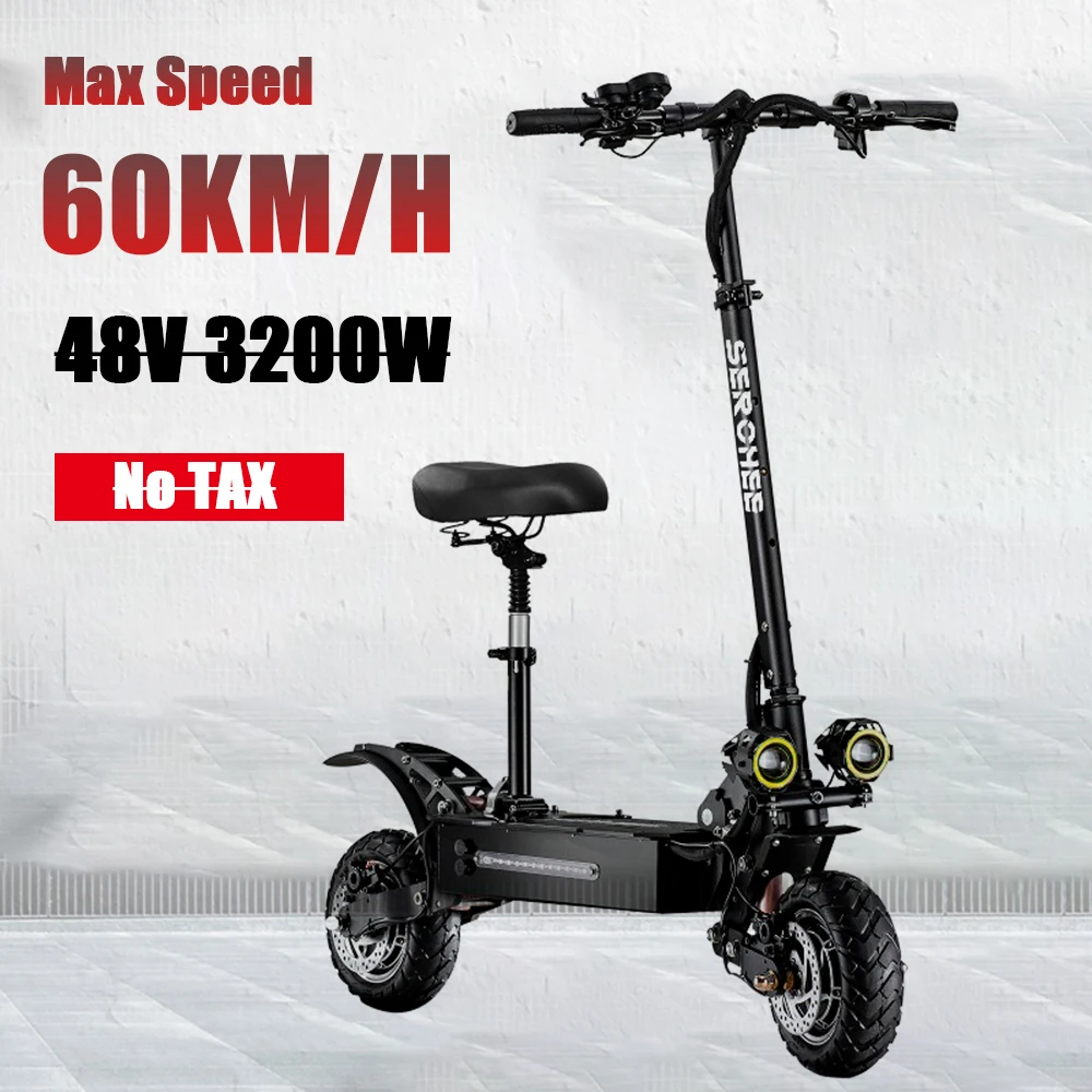 

SERCHEE CC6 Adult Electric Scooter 3200W 10 Inch 52V 28AH Mobility Off-road Folding Double Shock Absorption Skateboard E-Scooter