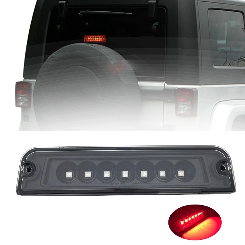 Black Housing Dark Smoked Lens Third Reverse/Brake Red LED Light For Jeep 97-06 Wrangler TJ | Автомобили и мотоциклы