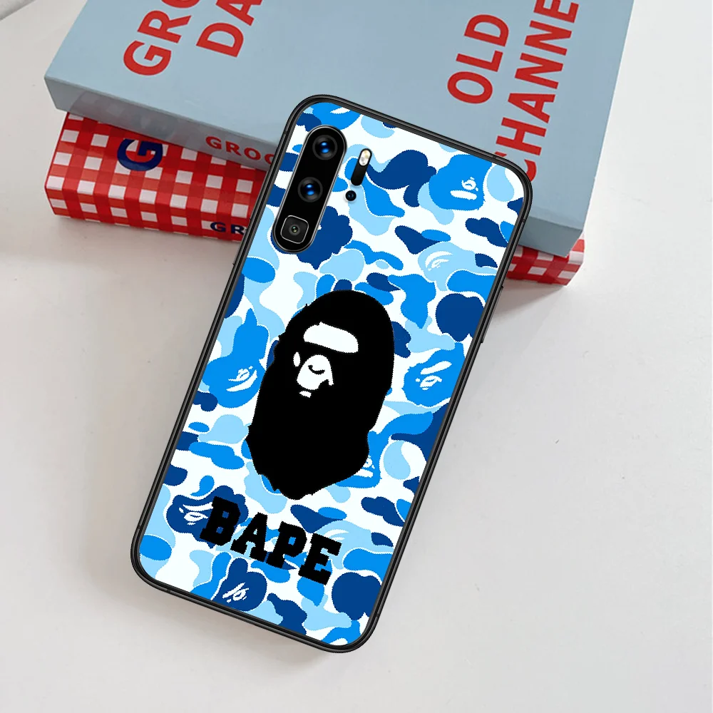 

Bape Fashion Trend Shark Brand Phone Case For Huawei P Mate Smart 10 20 30 40 Lite Z 2019 Pro black Waterproof Silicone Coque