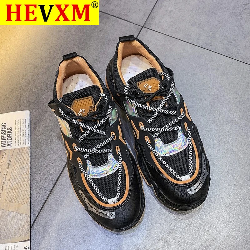 

2020 Fashion Mix Color Lace Up Women Platform Sneakers Autumn Thick Bottom Vulcanized Shoes Woman Breathable Mesh Sports Shoes