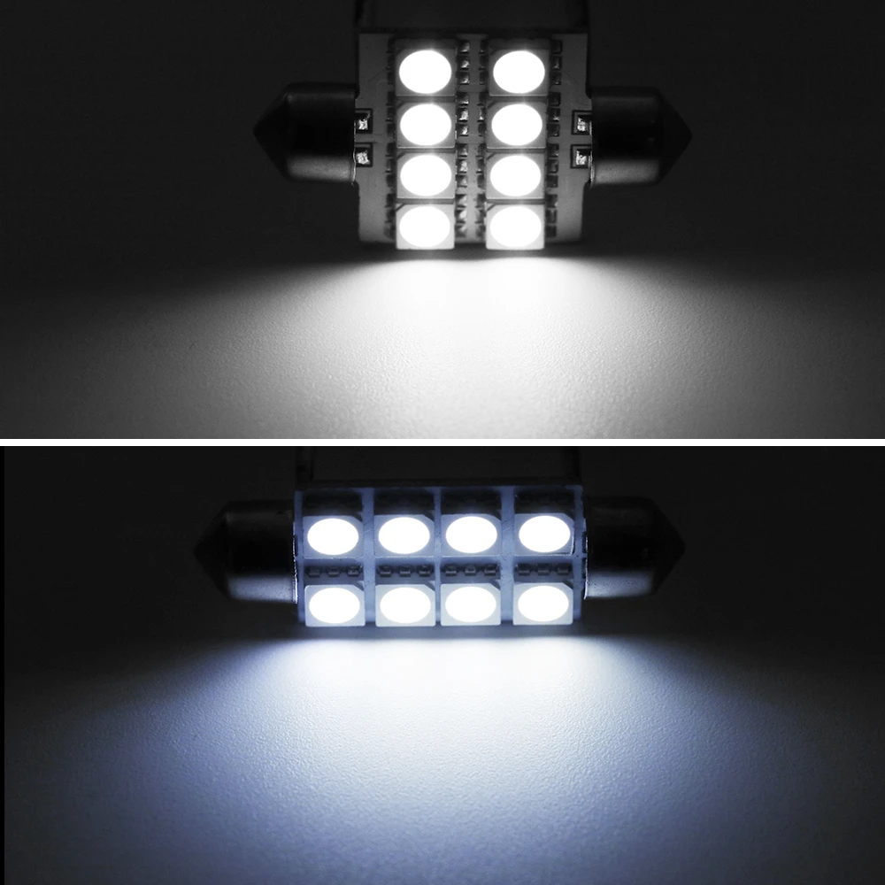 

10 Pcs/lot 39 41mm 5050 8SMD White Micro General Car Interior Festoon Dome LED Light Bulbs Lamp DC 12V Car Accessories