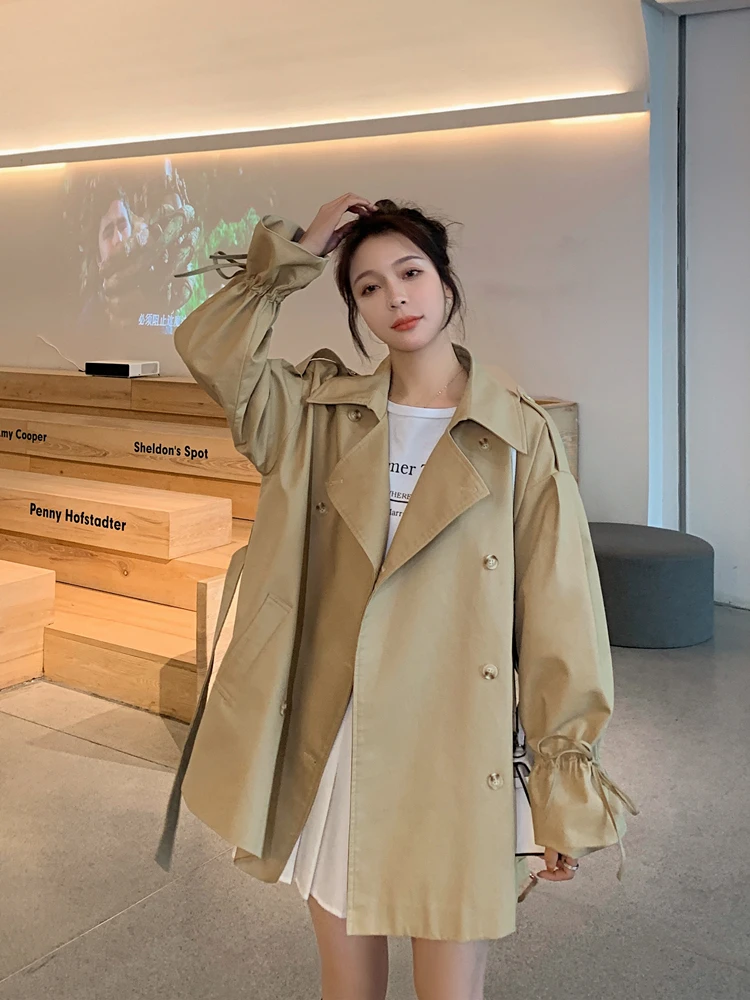 2020 четверть новый фонд Тянущая веревка ветровка Свободная Мода Женская Туника