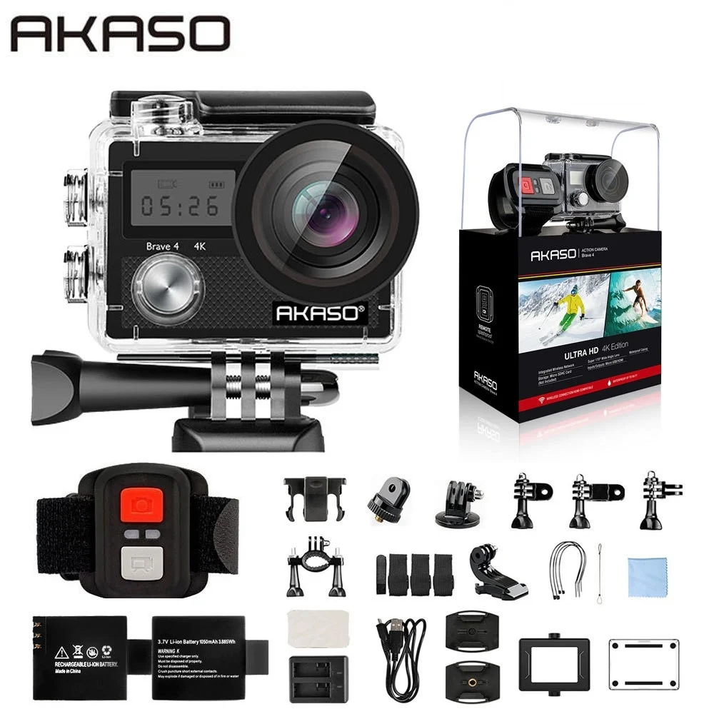 AKASO Brave 4 Экшн камера Ultra HD 4K WiFi 2 0 &quot170D 20MP подводный водонепроницаемый шлем