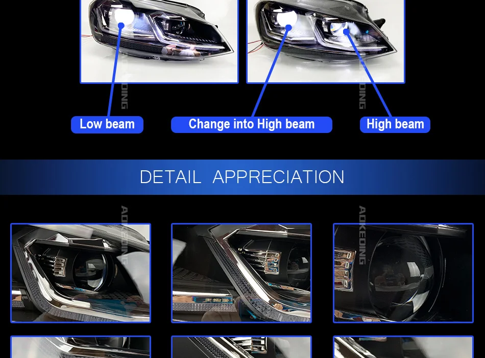 AKD автомобильный Стайлинг для VW Golf 7 MK7 светодиодный налобный фонарь Golf7.5 R LINE Design DRL Hid Dynamic Signal Head Lamp Bi Xenon Beam аксессуары