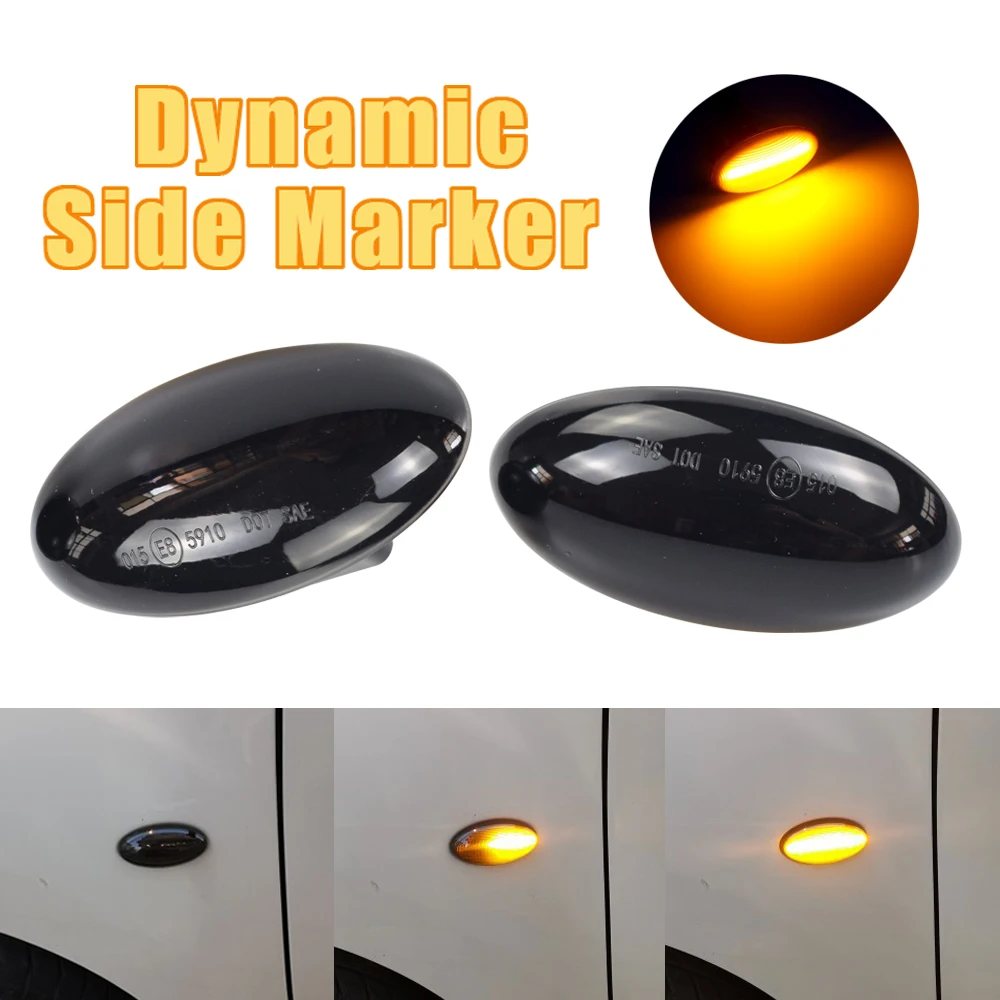 LED Dynamic Turn Signal Light Flowing Water Fender Side Marker For Peugeot 307 206 407 107 108 607 1007 Citroen C1 C2 C3 C5 C6 | Автомобили