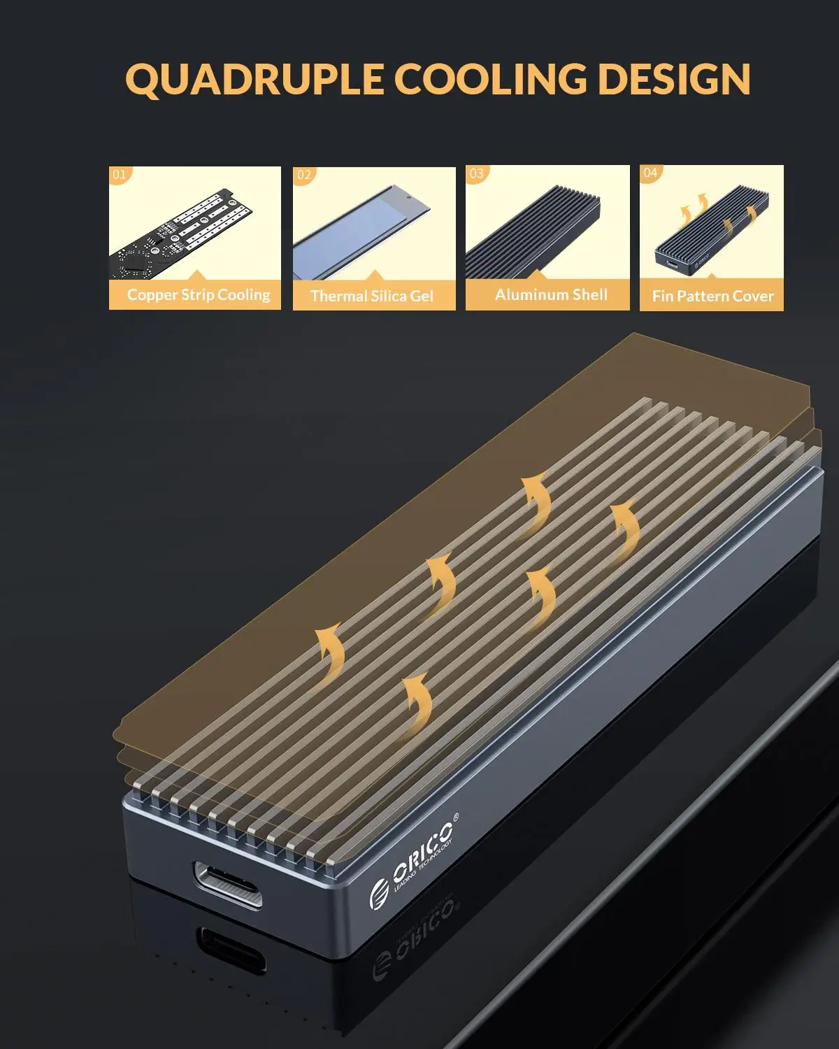 Корпус жесткого диска ORICO M.2 двухпротокольный SSD-чехол для M2 NVME NGFF SATA PCIE M Key B + USB C 10