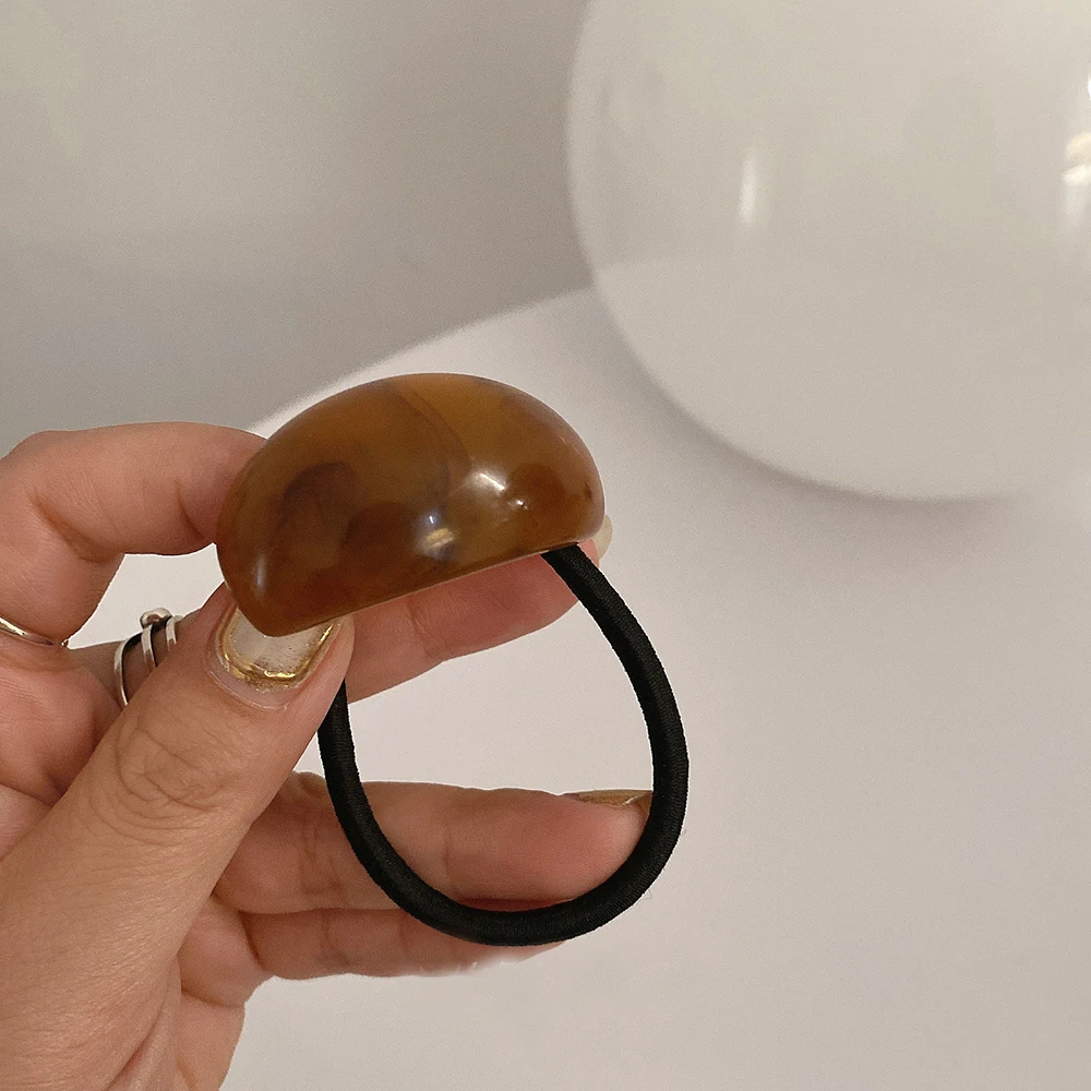 

2021 Korean Elegant Hair Rope Scrunchie Women Acrylic Round Arc Elastic Rubber Bands Hair Accessories Ponytail Holder