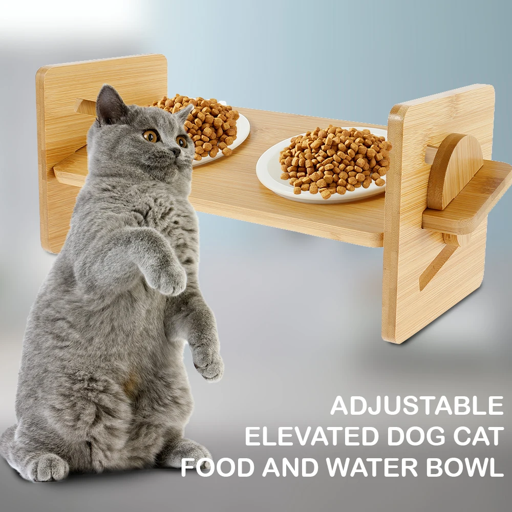

Adjustable Elevated Dog Cat Food and Water Bowl Pets Food Feeding Container Supplies 2 pcs Bowls Pet Food Bowl