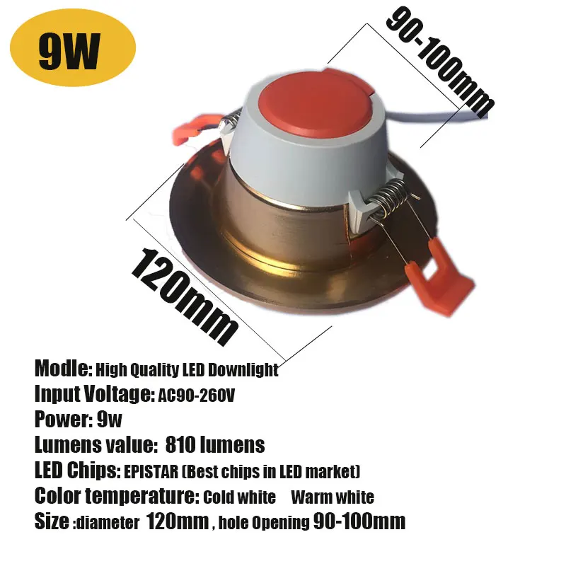 Led Downlight 9W Focos Led Techo Светодиодный светильник Точечный светильник 15 Вт 12 Вт 9 Вт 5 Вт 3 Вт круглый встраиваемый светильник 220 в 230 в 240 В потолочный светильник для спальни и кухни - Испускаемый цвет: Led Downlight 9W