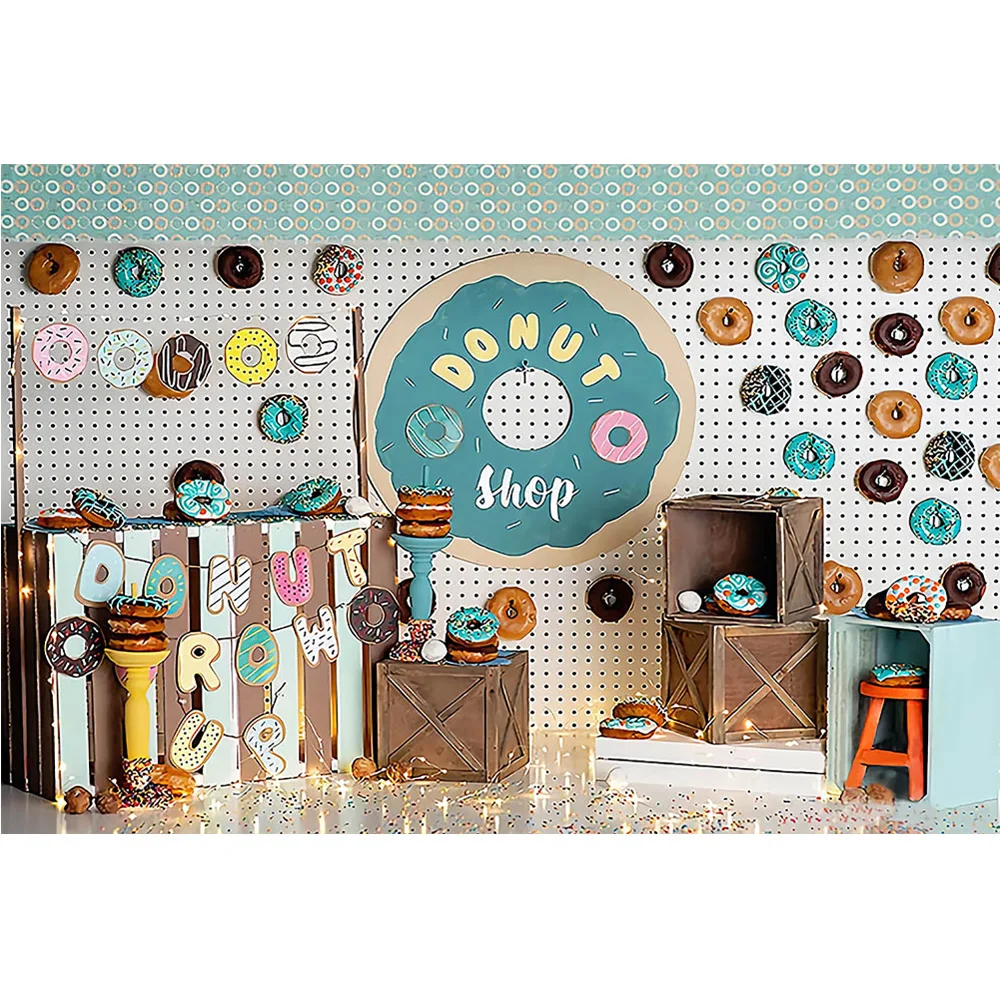 Donuts Wall Newborn Children Birthday Art Photography Backdrop Sweet Shop Baby Portrait Background Photo Studio Photocall | Электроника