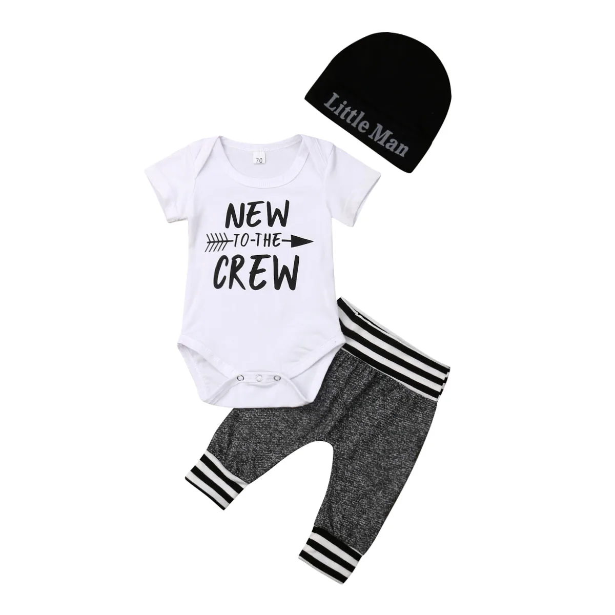 

Citgeett Summer Autumn New Infant Newborn Baby Boy Romper+Pants Outfit Clothes Gray Casual Set Playsuit 0-18Months